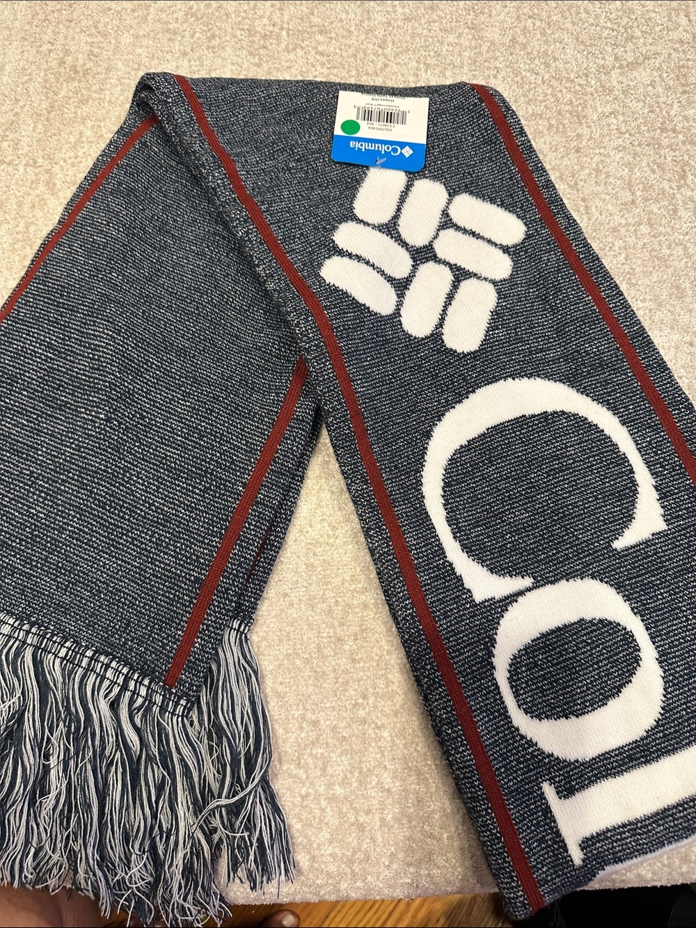 Columbia Navy, White and Red Knit Logo Scarf